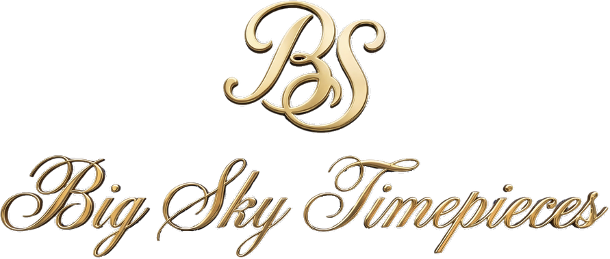Big Sky Timepieces, gold BS monogram above the Big Sky Timepieces wordmark